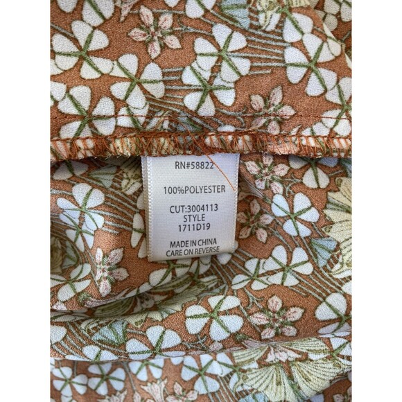 Max Studio Skirt Womens Large Orange Floral Midi Faux Wrap Hi Lo Ruffle Hem Boho - Picture 6 of 7